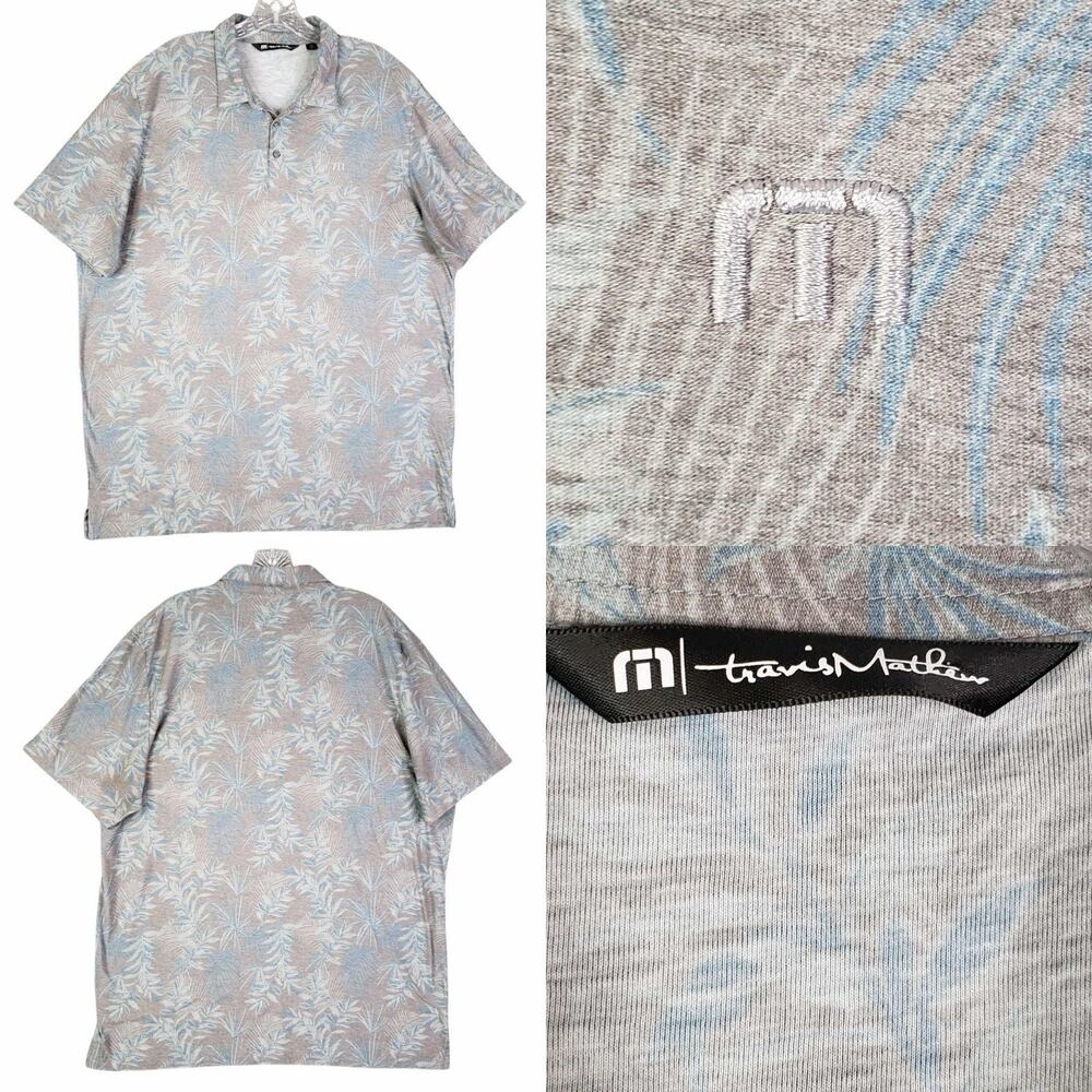 Travis Mathew Golf Polo Shirt Men's Size XXL Gray Short Sleeve Tropical